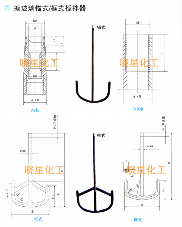 搪玻璃锚式/框式搅拌器